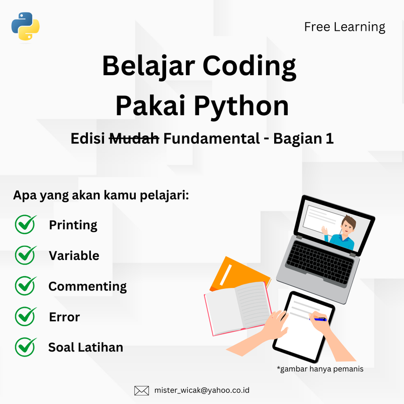 Highlight image 1 for Belajar Coding Pakai Python - Bagian 1 + Latihan