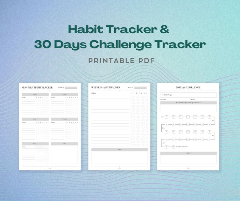 Habit Tracker & 30 Days Challenge Tracker (Printable)