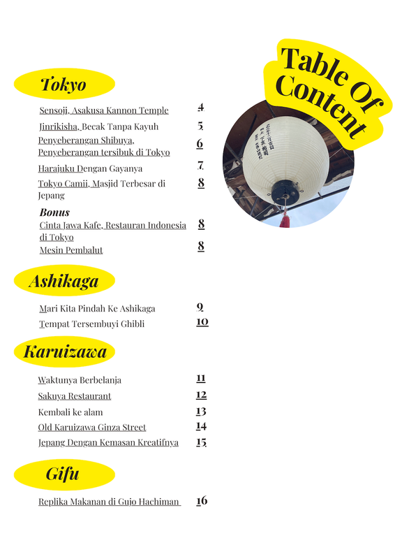 Berikut daftar isi dari "Travel Guide Japan Ebook"