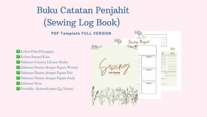 Highlight image for Buku Catatan Penjahit - Sewing Log Book Full Version PDF Template 
