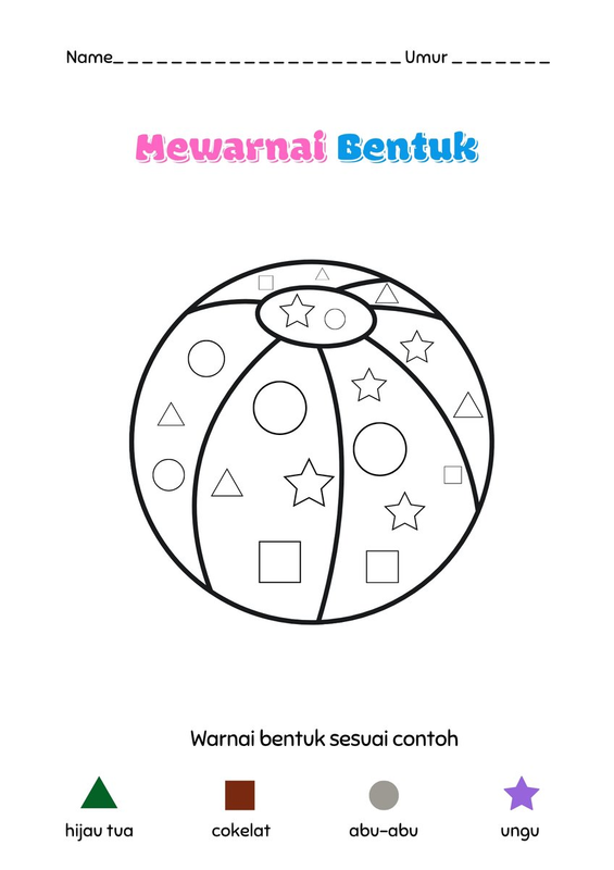 Highlight image 3 for Worksheet Mewarnai Bentuk Bangun Ruang Tema Bola [GRATIS]