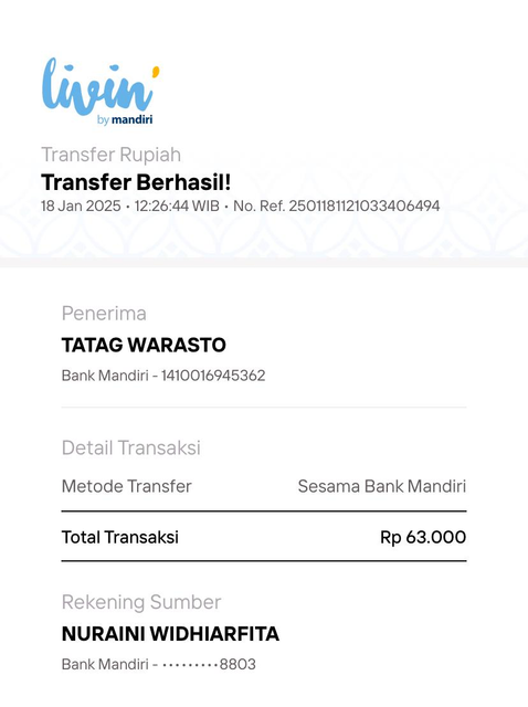 Image for Bukti Transfer yang beli via WA