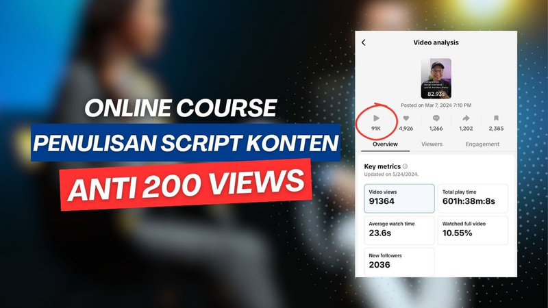 Highlight image 1 for [PROMO] ONLINE COURSE: PENULISAN SCRIPT KONTEN ANTI STUCK 200 VIEWS 