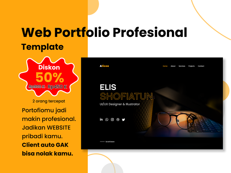 Highlight image for [DISKON PREMIUM] Website Portofolio 2 orang tercepat