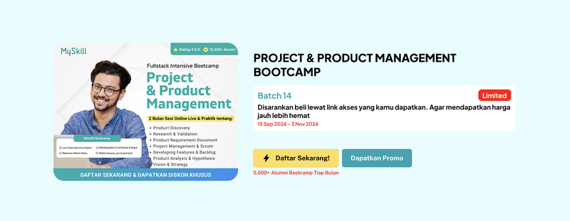 Highlight image for link diskon promo PROJECT & PRODUCT MANAGEMENT BOOTCAMP