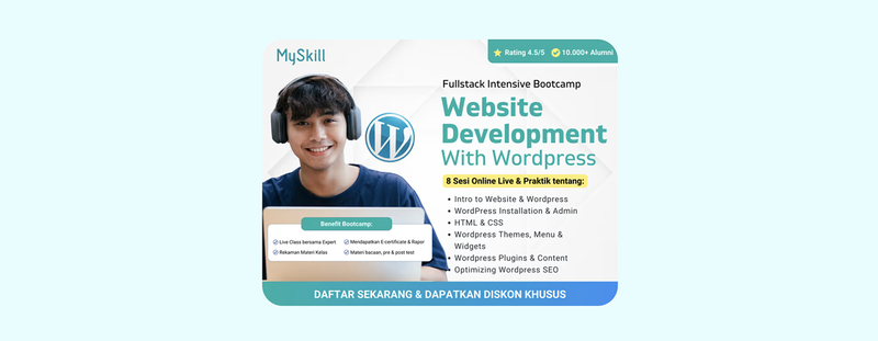 Highlight image for link diskon promo WEBSITE DEVELOPMENT WITH WORDPRESS BOOTCAMP