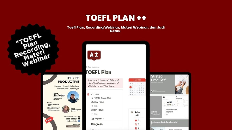 Highlight image for TOEFL Plan + Recording dan Materi Webinar