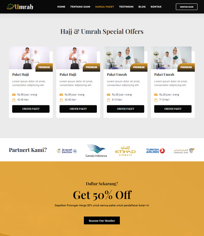 Highlight image 2 for    Elementor Template Biro Travel Haji dan Umroh || Siap Diedit Sesuai Kebutuhan || Wordpress Elementor Template