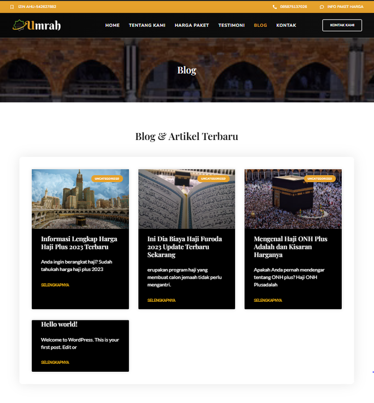 Highlight image 3 for    Elementor Template Biro Travel Haji dan Umroh || Siap Diedit Sesuai Kebutuhan || Wordpress Elementor Template