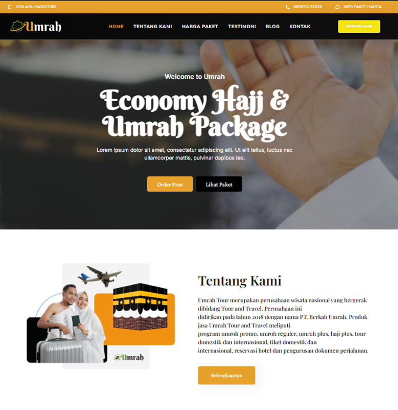 Highlight image 1 for    Elementor Template Biro Travel Haji dan Umroh || Siap Diedit Sesuai Kebutuhan || Wordpress Elementor Template