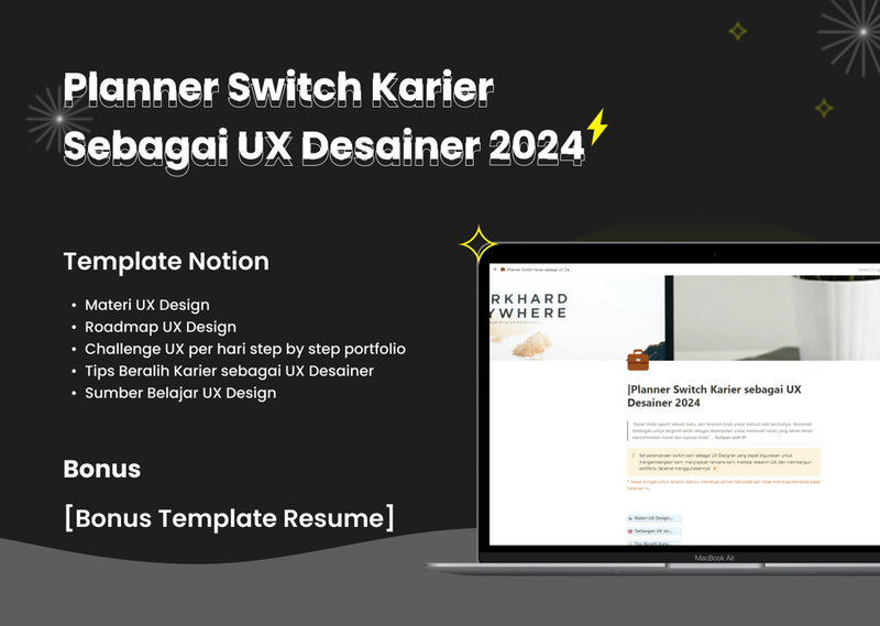 Highlight image for Planner Switch Karier sebagai UX Desainer 2024 | Template Notion