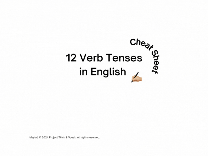 Highlight image 1 for FREE 12 Verb Tenses in English Cheat Sheet 
