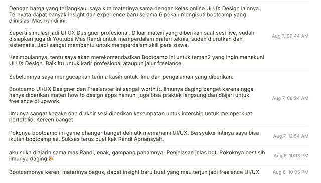 Image 0 for Beberapa Testimoni dan Proyek dengan Peserta Sebelumnya