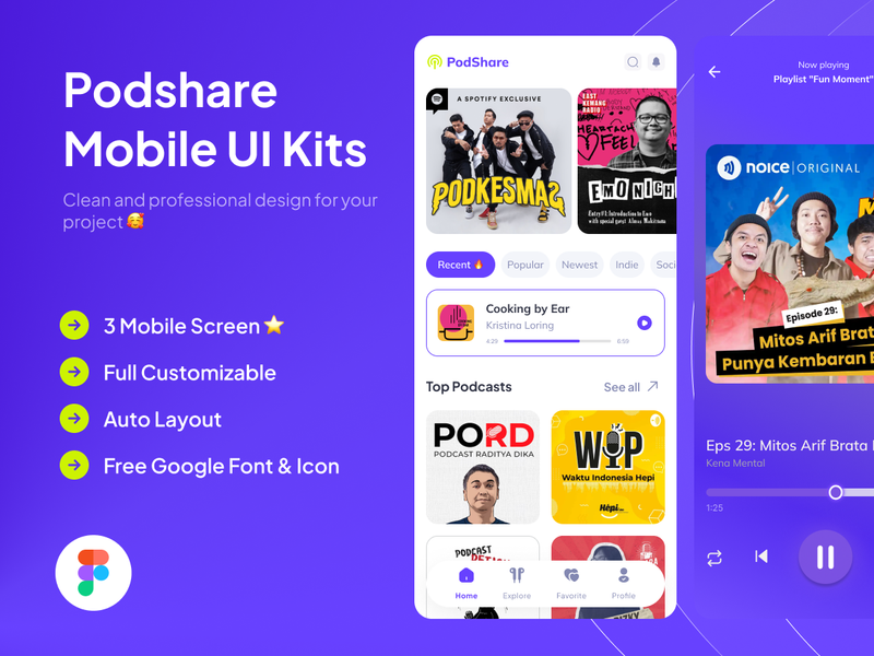 Highlight image for Podshare - UI Kit Podcast