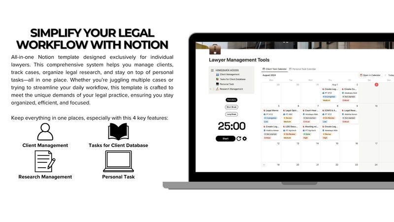 Highlight image for Notion Template - Lawyers Management Tools