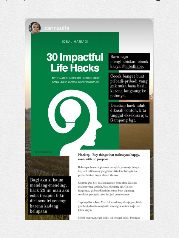 Highlight image for 30 Impactful Life Hacks - Iqbal Hariadi (Ebook)