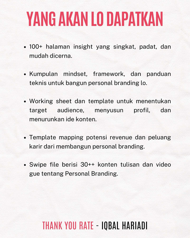 Highlight image 2 for Thank You Rate - Personal Branding Playbook for Career (Ebook + Template + Bonus Video)
