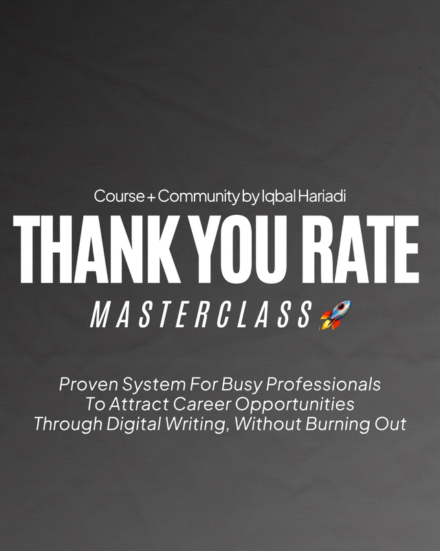 Highlight image for Thank You Rate Masterclass - For Busy Professionals  (Video + PDF + Worksheet + Community + Monthly Webinar)