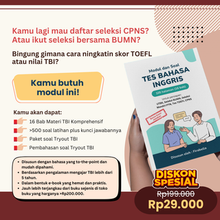 image for Dapatkan Modul dan Soal TBI Lengkap dengan Kunci Jawaban Hanya Rp29.000 – Persiapan UTBK, BUMN, PTN, dan TOEFL! button