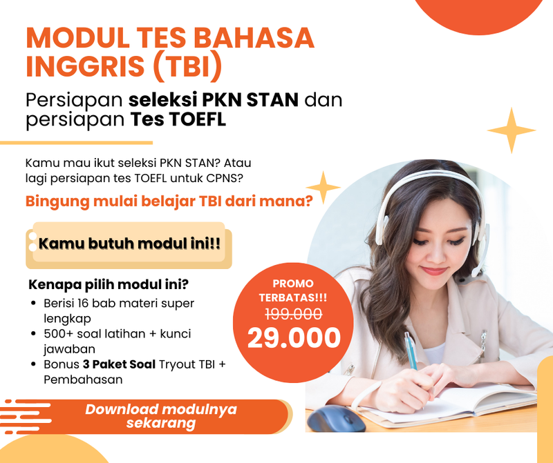 Highlight image for Modul dan Paket Soal TBI Lengkap + Kunci Jawaban Hanya Rp29.000 – Persiapan seleksi PKN STAN dan tes TOEFL