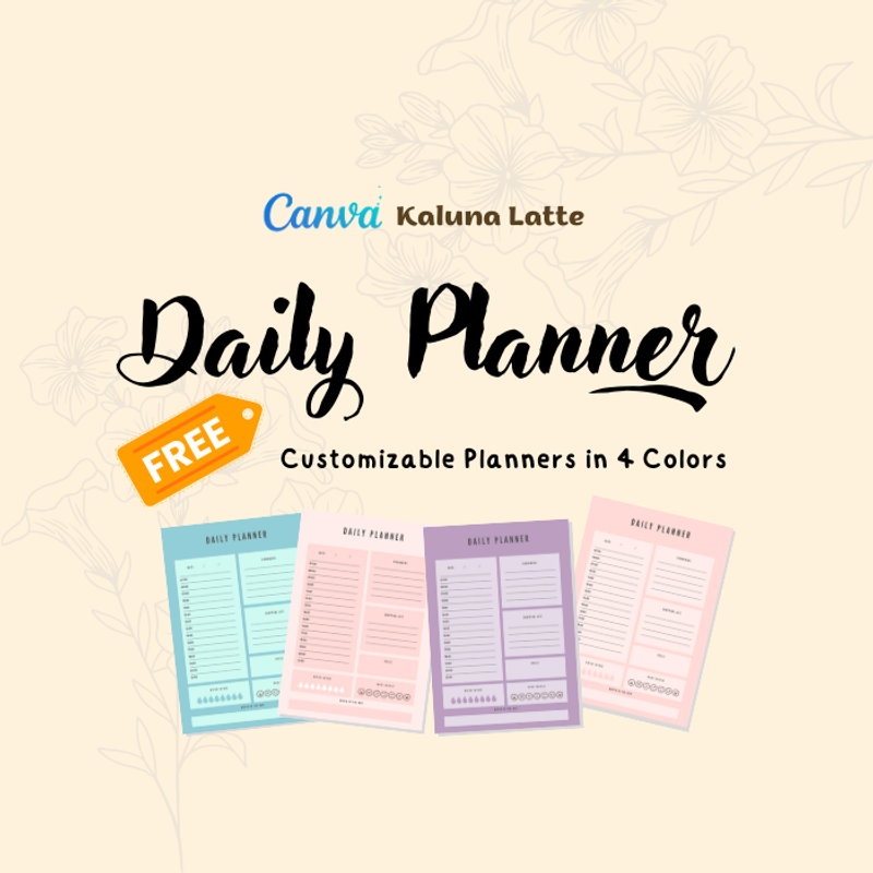 Highlight image for Free Customizable Daily Planner 4 Colors Canva Template