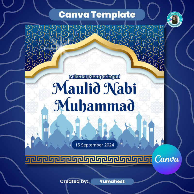 Highlight image 1 for Canva Template: Feed Instagram Maulid Nabi (01) by Yumahest