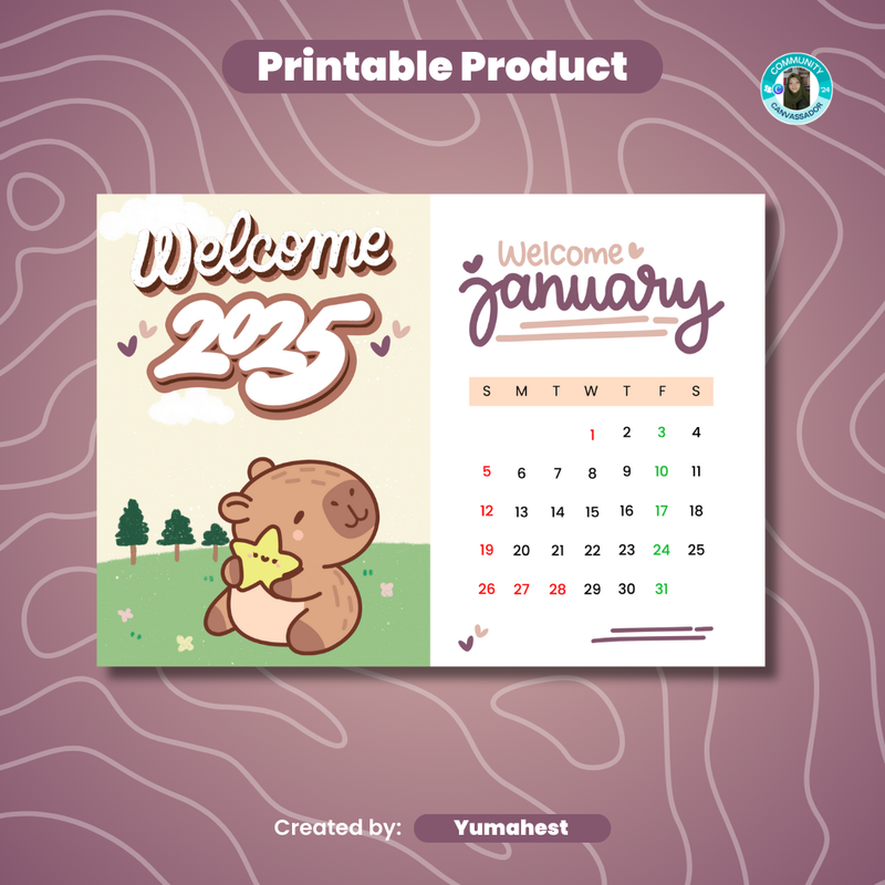 Highlight image for Table Calendar 2026 (Printable) by Yumahest