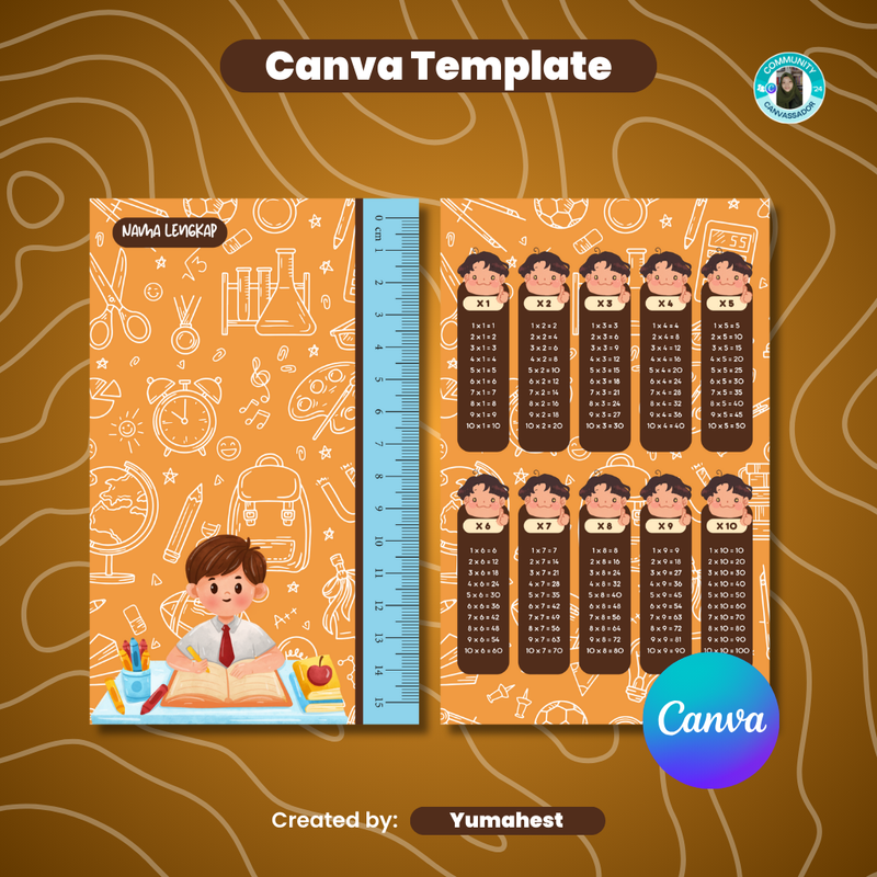 Highlight image 1 for Canva Template: Penggaris + Perkalian by Yumahest