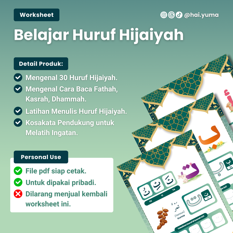 Highlight image 1 for Worksheet Anak: Belajar Huruf Hijaiyah created by Yumahest
