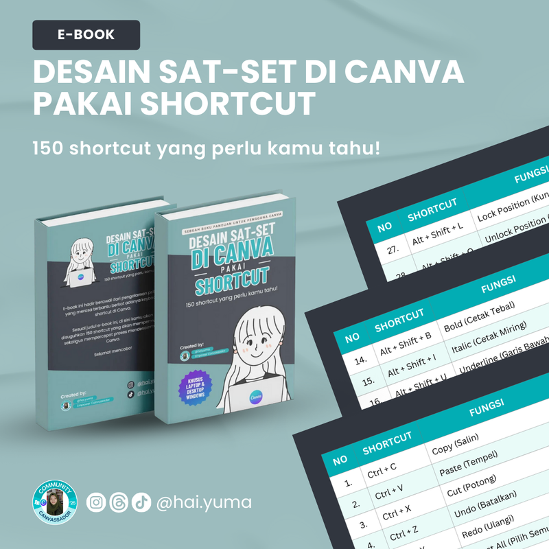 Highlight image for E-book: Desain Sat-Set di Canva Pakai Shortcut by Yumahest