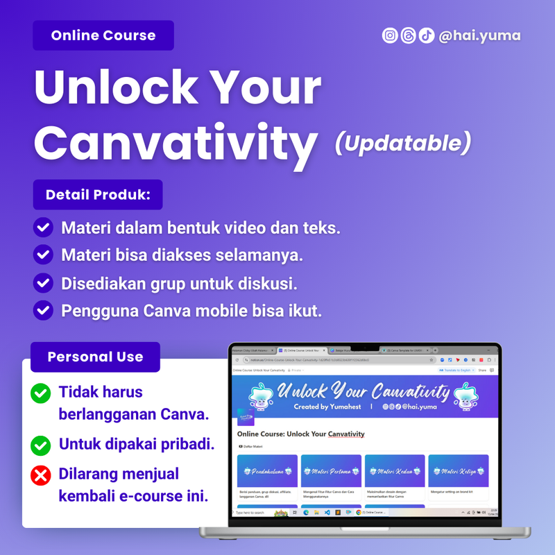 Highlight image 1 for [Online Course] Unlock Your Canvativity: Hasilkan Desain Keren dengan Mudah Pakai Canva!