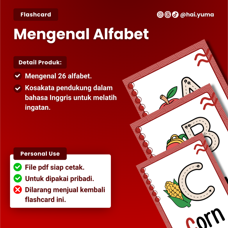 Highlight image 1 for Flashcard Alphabet (Printable) by Yumahest