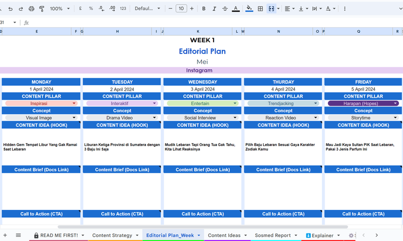 Highlight image for [TEMPLATE KONTEN⚡️] Content Strategy & Planner Calendar V1 - Sosmed Marketing 360 