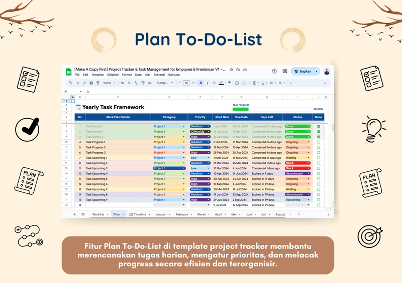 Highlight image 2 for Excel Project Management Template (All in One Page)