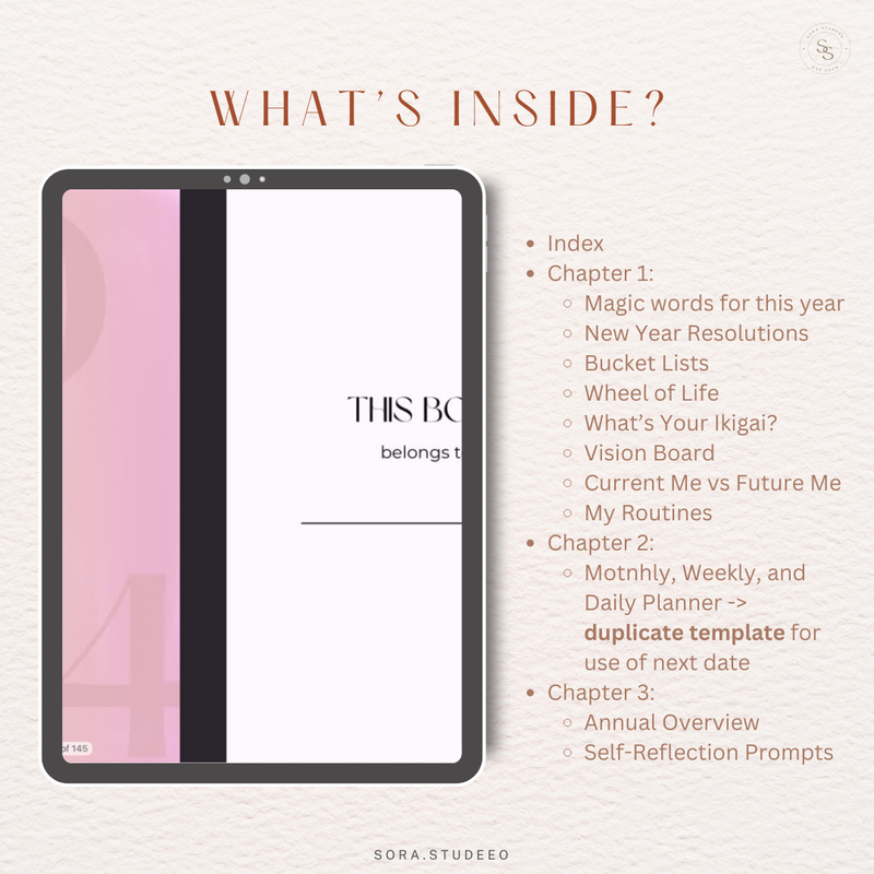 Highlight image 3 for Undated Digital Yearly Planner 2024 / Planner 2024 Digital Tanpa Tanggal