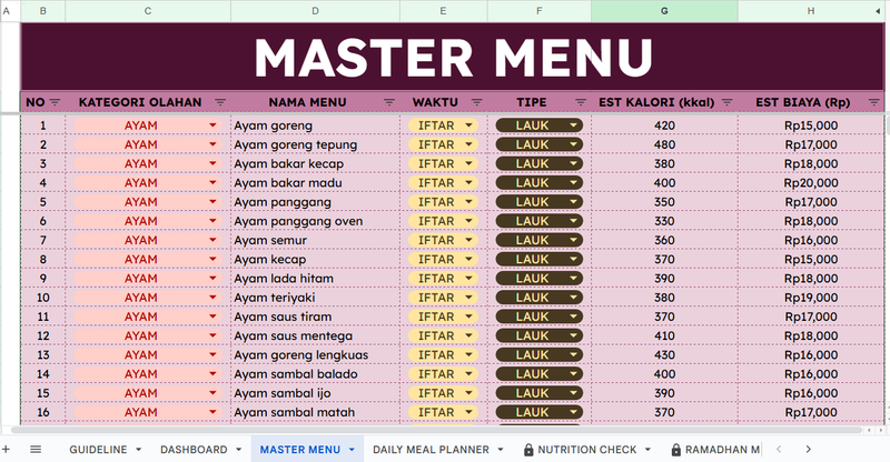 Image 0 for ๐ BONUS: Ramadhan Iftar & Meal Planner