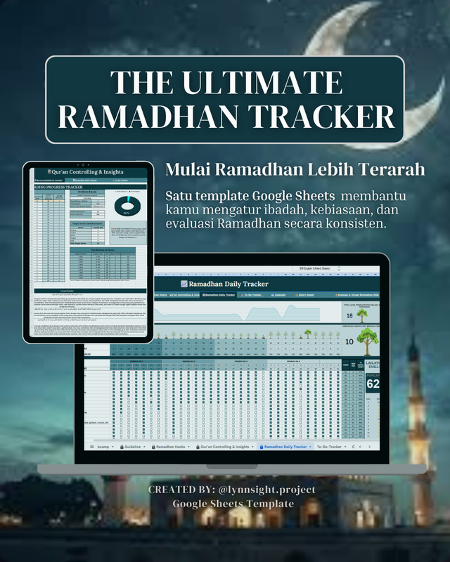 Highlight image for [PRO VERSION] The Ultimate Ramadhan Tracker - Mulai Ibadah Lebih Terarah (Google Sheet / Spreadsheet Template not Excel)