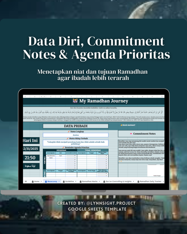Highlight image for [PRO VERSION] The Ultimate Ramadhan Tracker - Mulai Ibadah Lebih Terarah (Google Sheet / Spreadsheet Template not Excel)