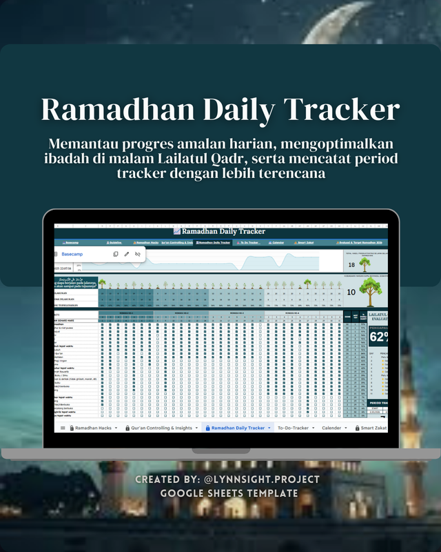 Highlight image for [PRO VERSION] The Ultimate Ramadhan Tracker - Mulai Ibadah Lebih Terarah (Google Sheet / Spreadsheet Template not Excel)
