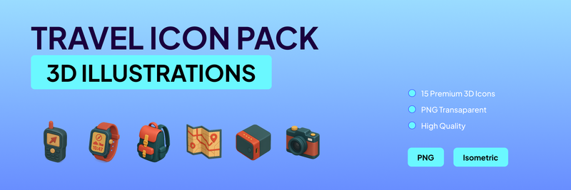 Highlight image for Travel Icon Pack 3D