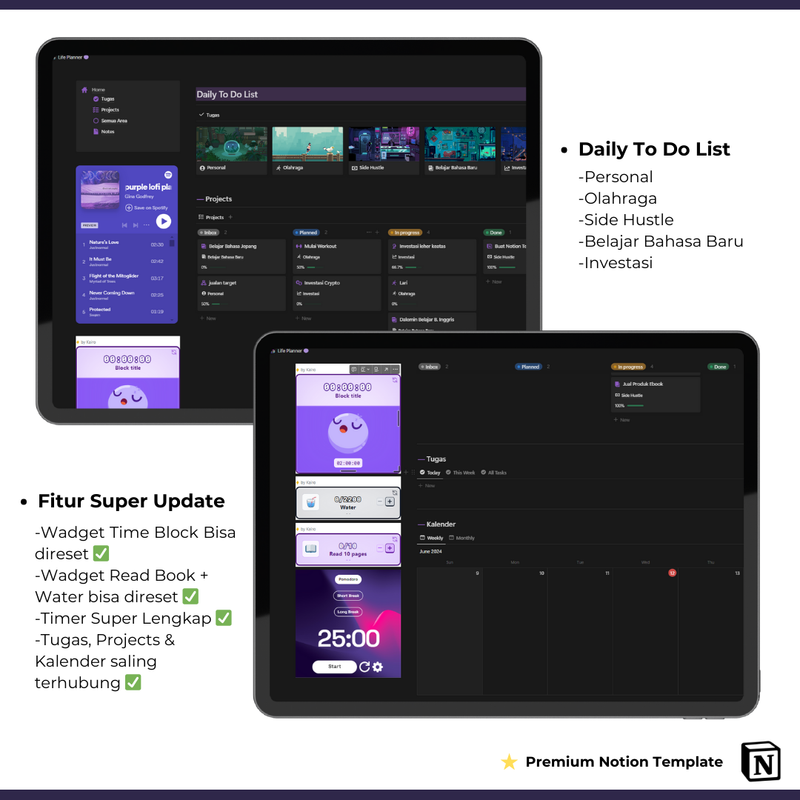 Highlight image for Premium Notion Template | Life Planner🟣(HARI TERAKHIR PROMO)