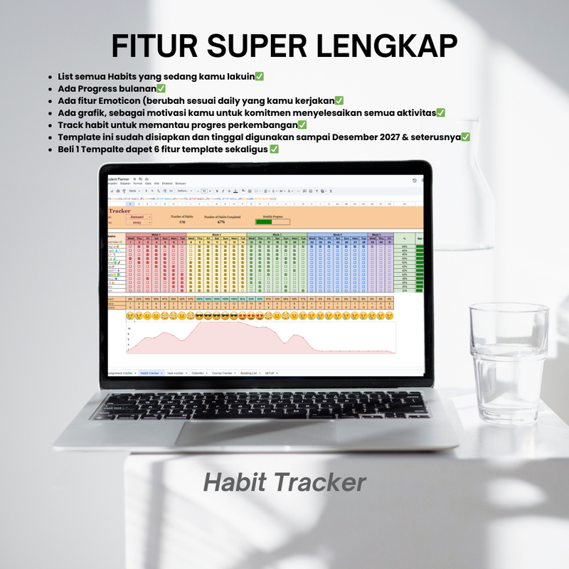 Highlight image for PROMO PREMIUM HABIT TRACKER+ASSIGNMENT TRACKER+TASK TRACKER+CALENDER+COURSE TRACKER+READING LIST✅