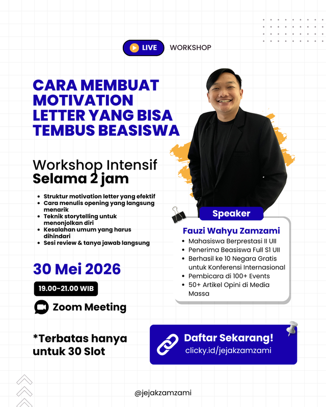 Highlight image 1 for Workshop Cara Membuat Motivation Letter yang Tembus Beasiswa