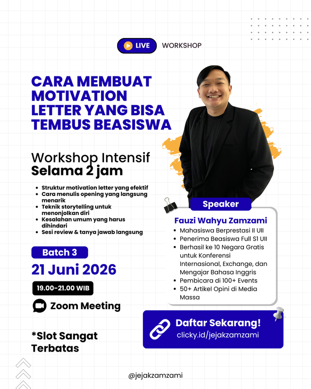 Highlight image for Workshop Cara Membuat Motivation Letter yang Tembus Beasiswa (BATCH 3)