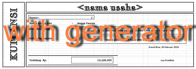 Highlight image for Template Kuitansi dengan Generator serta Historis