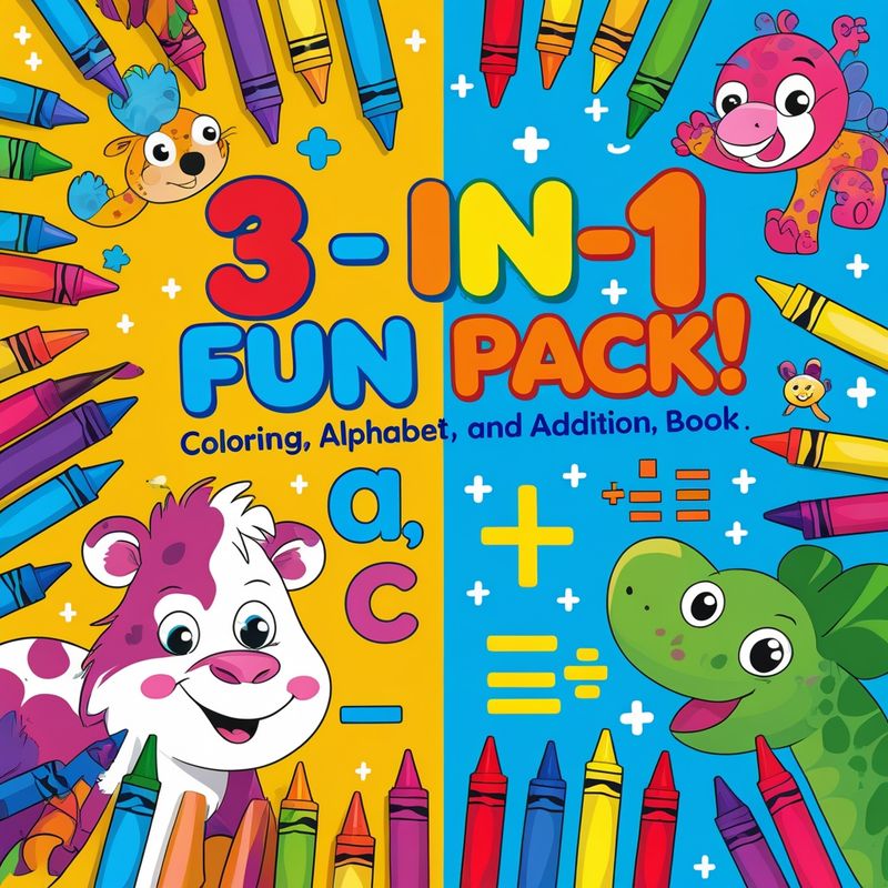 Highlight image for Bundling - 3 in 1 Fun Pack: Mewarnai, Alfabet, dan Matematika Dasar untuk Anak