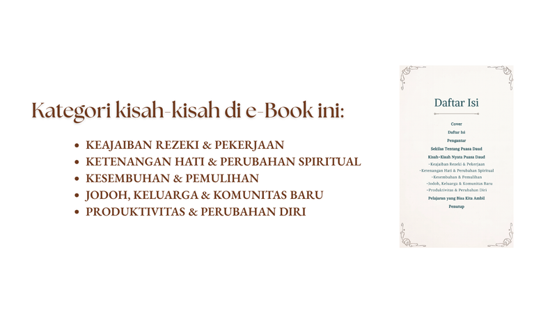 Highlight image for e-Book Cerita di Balik Puasa Daud - TESTIMONI / KISAH NYATA dari Perjalanan Puasa Daud