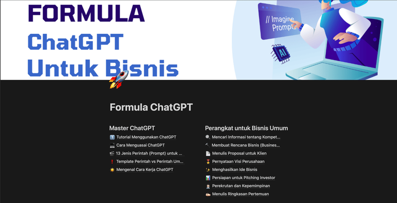 Highlight image for TEMPLATE NOTION FORMULA CHATGPT UNTUK BANGUN BISNIS 10X LEBIH CEPAT