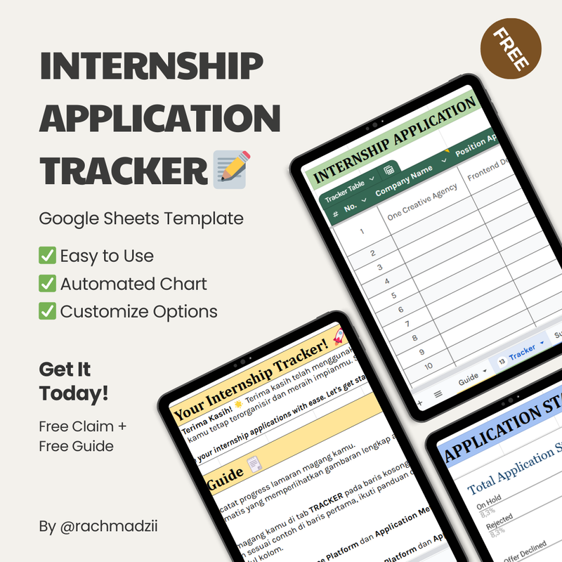 Highlight image 1 for [FREE] Internship Application Tracker | Keep Your Internship Process on Track 📝