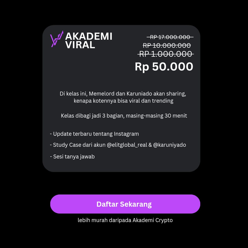 Highlight image 3 for Akademi VIRAL - "lebih murah daripada akademi kripto"